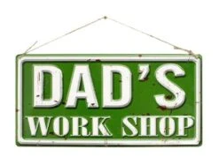 La Hacienda Dad's Workshop Embossed Metal Sign
