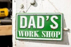La Hacienda Dad's Workshop Embossed Metal Sign -LG Outdoor Shop 47044 2120