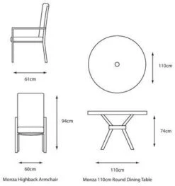 LG Outdoor Monza 4 Seat Set With High Back Armchairs And Parasol 6 LG Outdoor Monza 4 Seat Set With High Back Armchairs And Parasol -LG Outdoor Shop 51129 30460