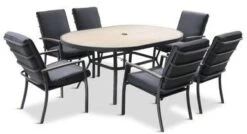 LG Outdoor Monza 6 Seat Set With High Back Armchairs And Parasol